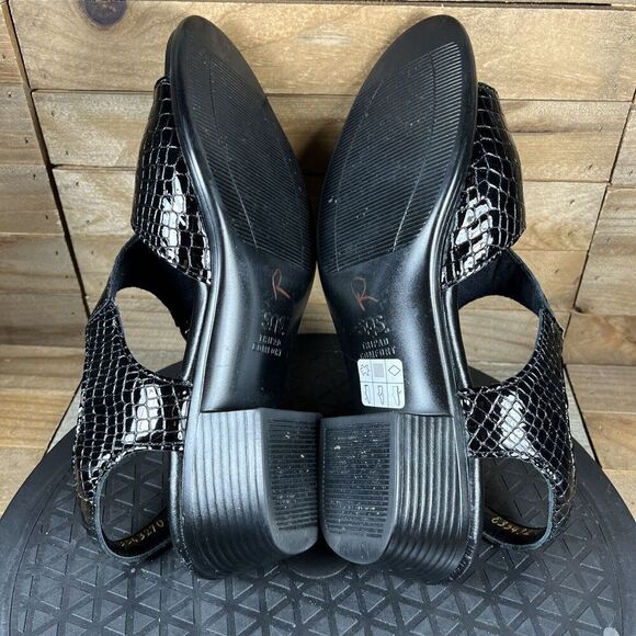 SAS Women's Size 7.5 Wide Slingback Sandals Patent Leather Black Crocs Print - Picture 9 of 10